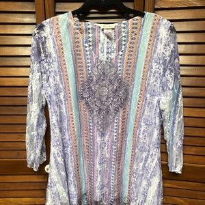 Brittany Black Boho Three Quarter Sleeve Top